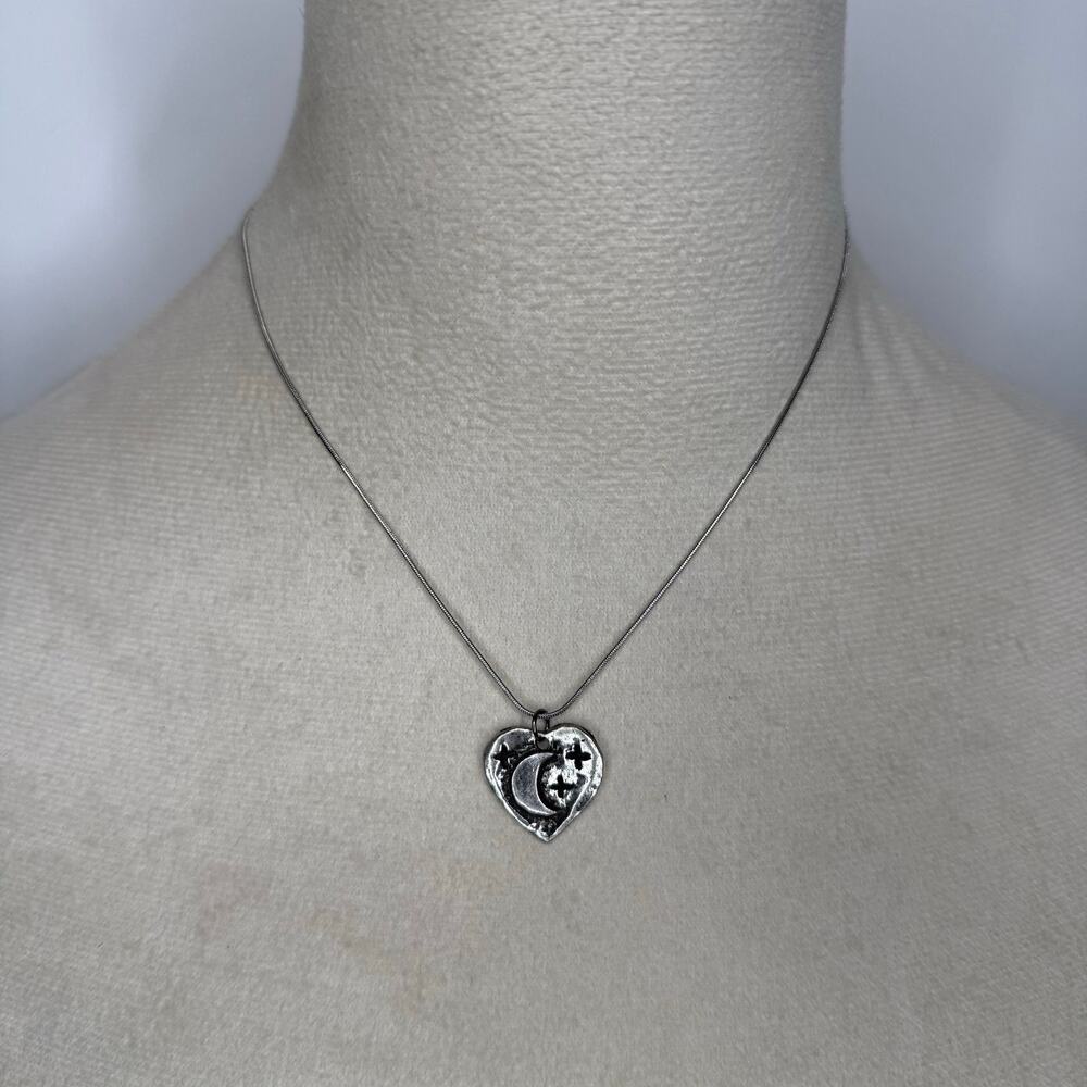 11. Pewter heart moon star whimsigoth necklace